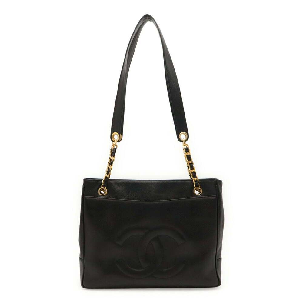 CHANEL Black Caviar Leather Logo Shoulder Bag - Picture 2 of 10